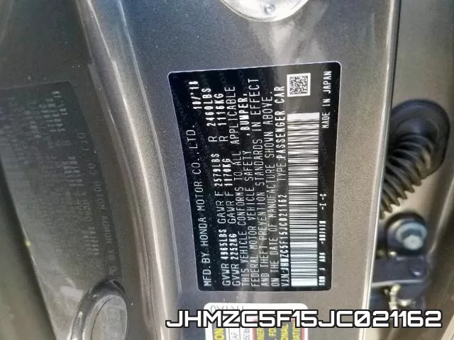 JHMZC5F15JC021162 фото 2