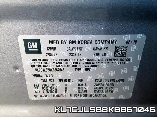 KL7CJLSB8KB867046 фото 2