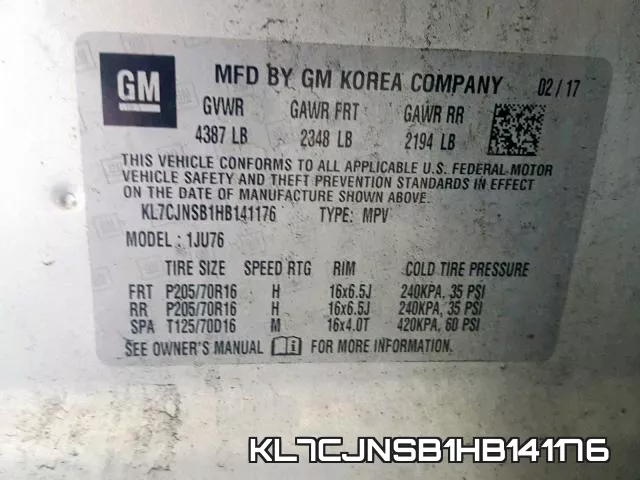 KL7CJNSB1HB141176 фото 2