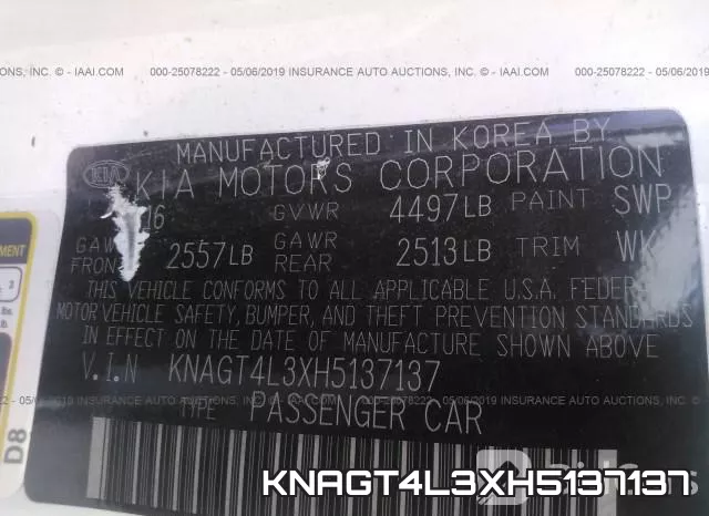 KNAGT4L3XH5137137 фото 10