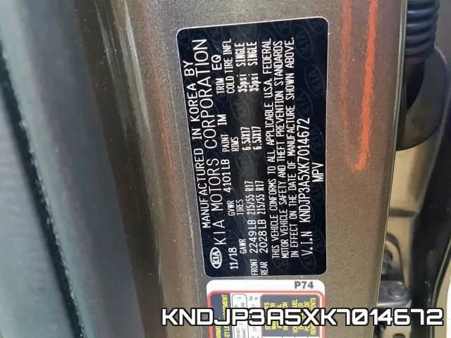 KNDJP3A5XK7014672 фото 2
