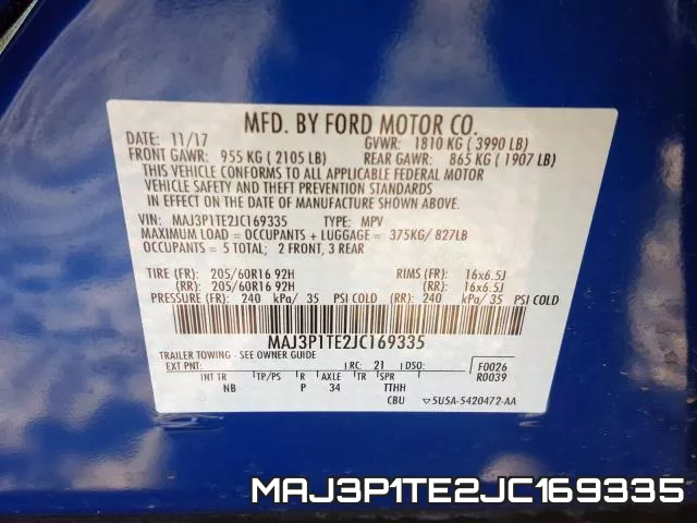 MAJ3P1TE2JC169335 фото 2
