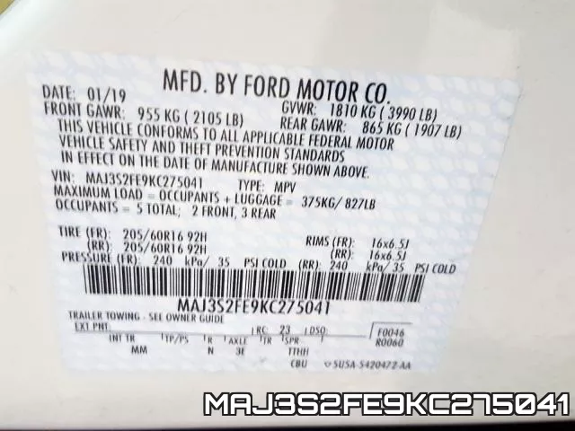 MAJ3S2FE9KC275041 фото 2