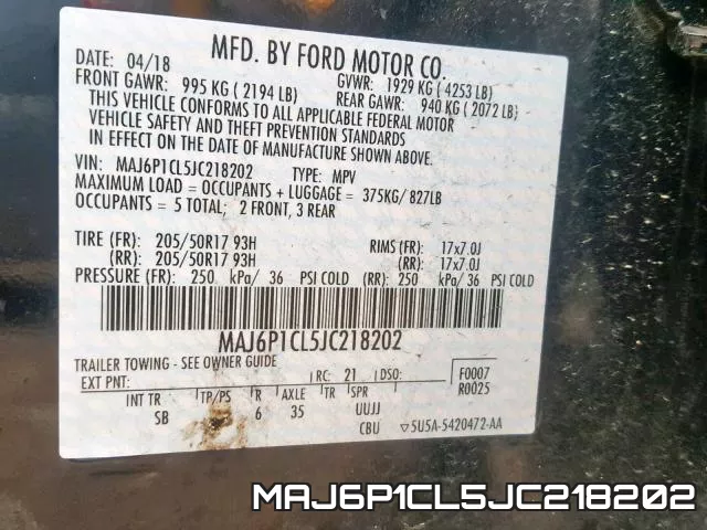 MAJ6P1CL5JC218202 фото 2