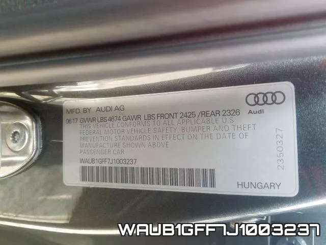 WAUB1GFF7J1003237 фото 2