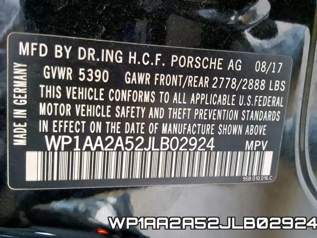 WP1AA2A52JLB02924 фото 2