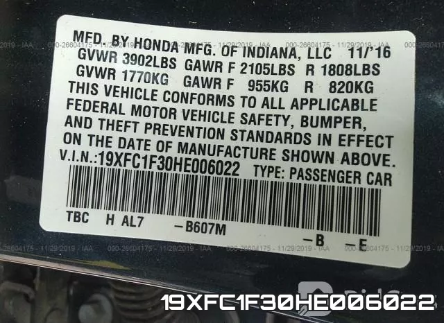 19XFC1F30HE006022 фото 10
