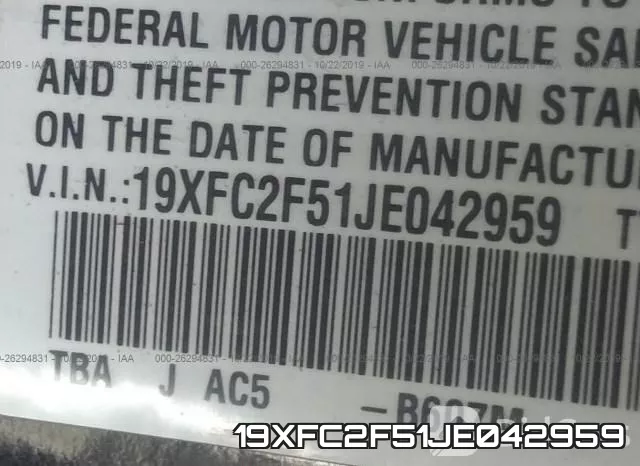 19XFC2F51JE042959 фото 8