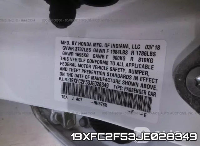 19XFC2F53JE028349 фото 10