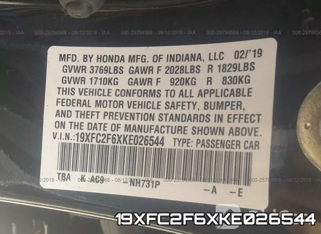 19XFC2F6XKE026544 фото 10