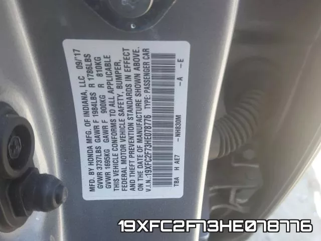 19XFC2F73HE078776 фото 2