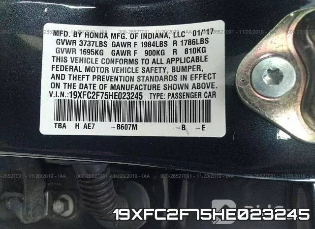 19XFC2F75HE023245 фото 10