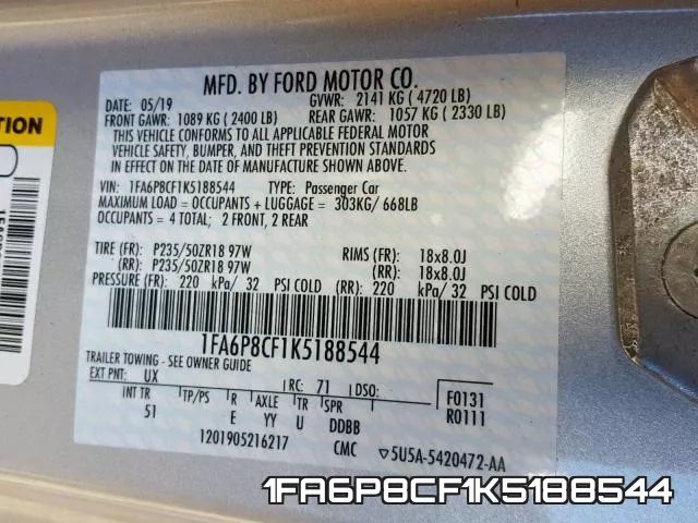 1FA6P8CF1K5188544 фото 2