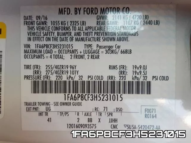1FA6P8CF3H5231015 фото 2
