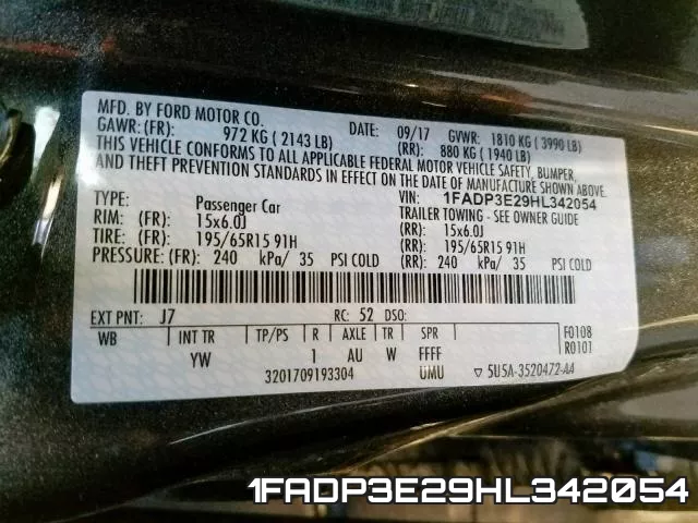 1FADP3E29HL342054 фото 2