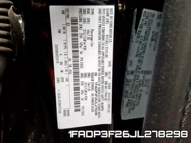 1FADP3F26JL278298 фото 2