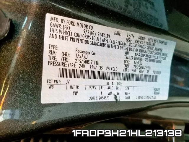 1FADP3H21HL213138 фото 2