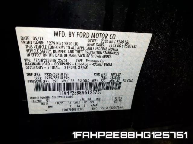 1FAHP2E88HG125751 фото 2