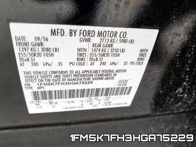 1FM5K7FH3HGA75229 фото 2