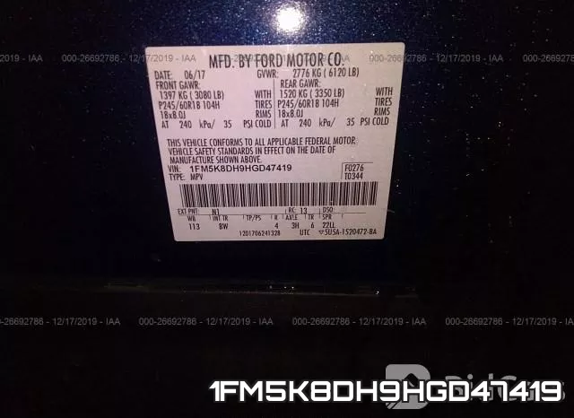 1FM5K8DH9HGD47419 фото 10