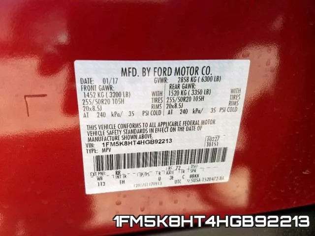 1FM5K8HT4HGB92213 фото 2