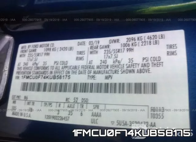 1FMCU0F74KUB58175 фото 9