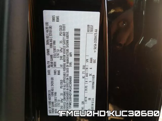 1FMCU0HD1KUC30680 фото 2
