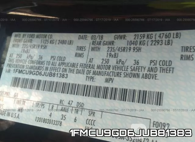1FMCU9GD6JUB81383 фото 9