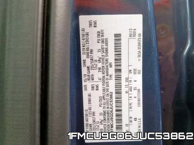 1FMCU9GD6JUC53862 фото 2