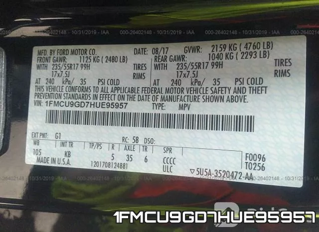 1FMCU9GD7HUE95957 фото 8