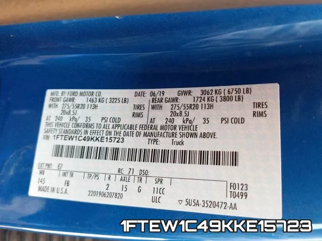 1FTEW1C49KKE15723 фото 2