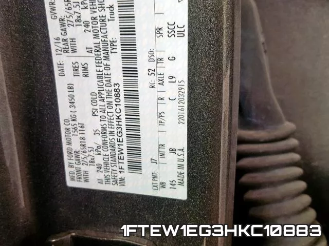 1FTEW1EG3HKC10883 фото 2