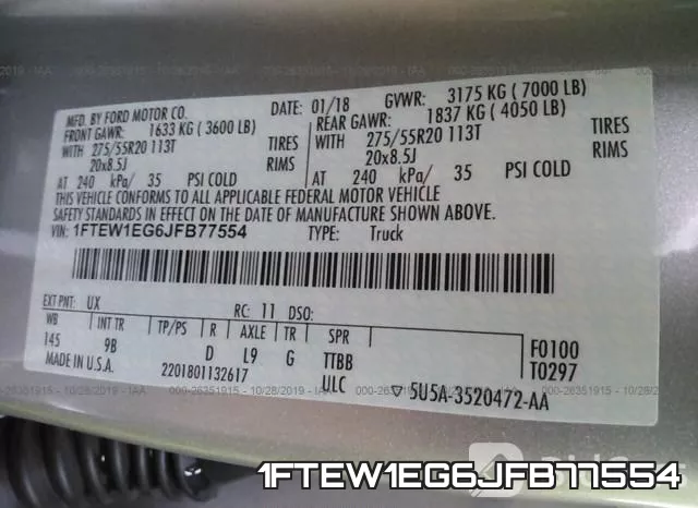 1FTEW1EG6JFB77554 фото 6