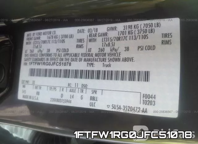 1FTFW1RG0JFC51078 фото 9