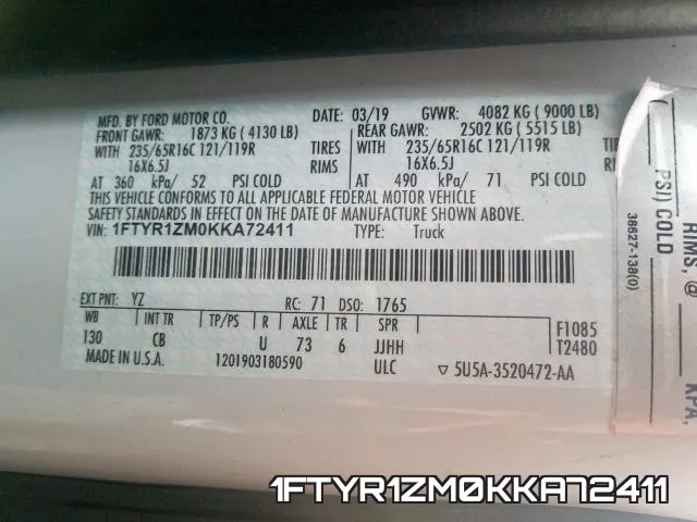 1FTYR1ZM0KKA72411 фото 2