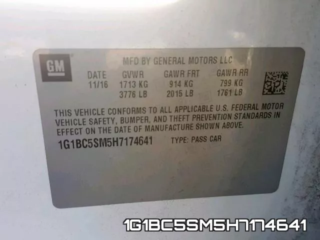 1G1BC5SM5H7174641 фото 2