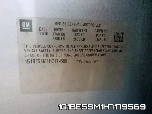 1G1BE5SM1H7179569 фото 2