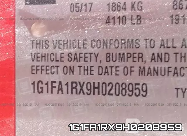 1G1FA1RX9H0208959 фото 9