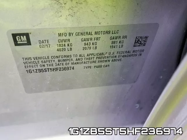 1G1ZB5ST5HF236974 фото 2