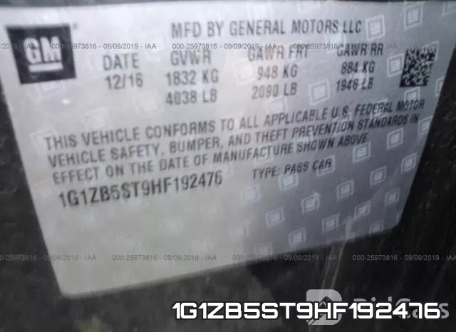 1G1ZB5ST9HF192476 фото 9