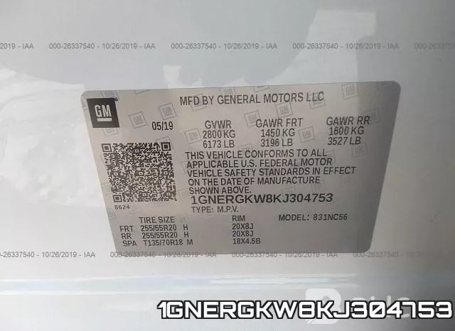 1GNERGKW8KJ304753 фото 8