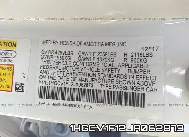 1HGCV1F12JA062873 фото 7