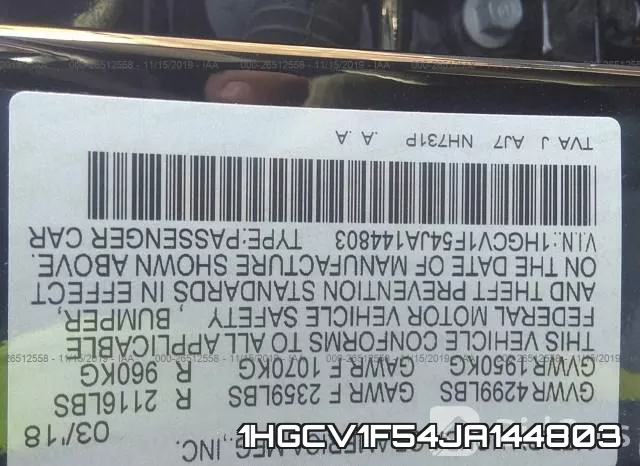 1HGCV1F54JA144803 фото 10
