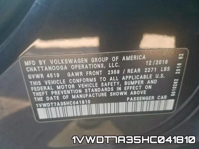 1VWDT7A35HC041810 фото 2