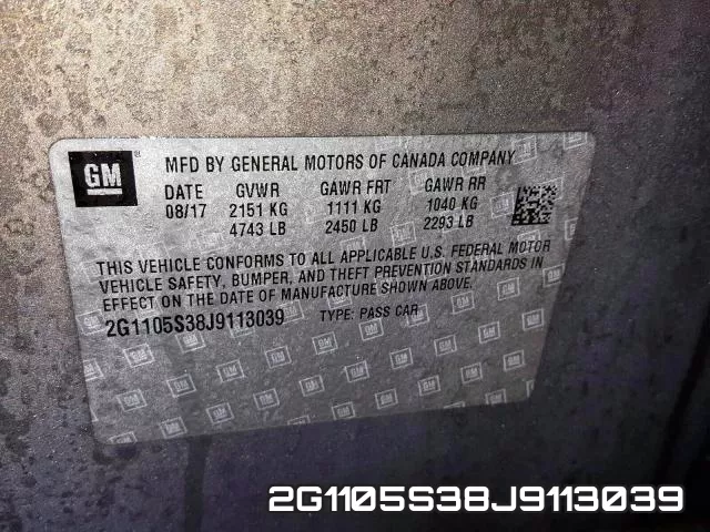 2G1105S38J9113039 фото 2