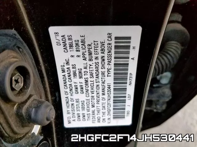 2HGFC2F74JH530441 фото 2