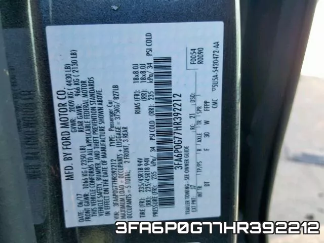 3FA6P0G77HR392212 фото 2