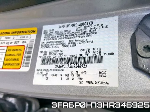 3FA6P0H73HR346925 фото 2