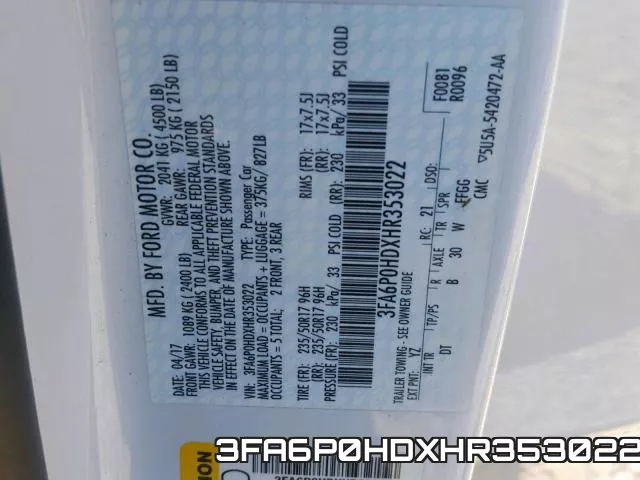 3FA6P0HDXHR353022 фото 2