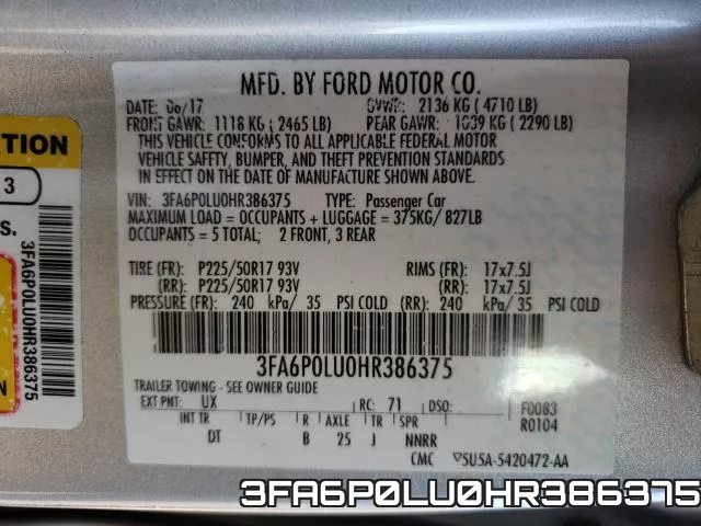 3FA6P0LU0HR386375 фото 2
